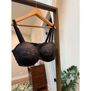 Soma 42DD Black Satin Lace Full Coverage Stunning Support Multi Way Bra EUC